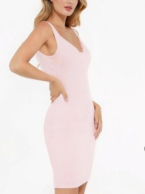 Pink Shapewear Modal Sculpting Inner Lace Cami Mini Dress